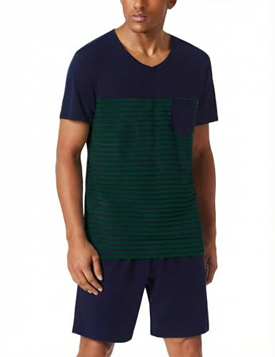 Litherday Pyjama Homme Été Ensembles de Pyjama Homme Coton Vêtements de Détente Deux Pièces Confortable Doux S-3XL