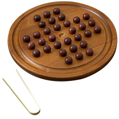 Zambuph Solitär Brettspiel aus Holz, klassisches Denkspiel, Lernspielzeug, fördert die Intelligenz, verbessert das logische Denken, Europa Brett, Einzelschachspiel für Anfänger