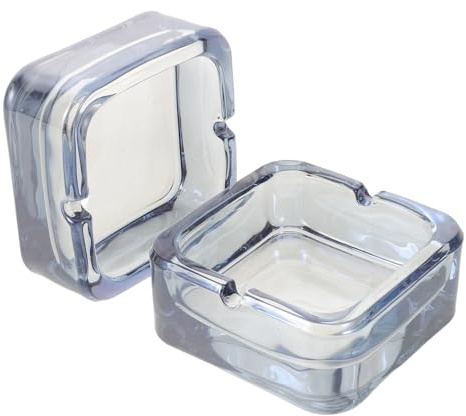 FIXOSHEE Cenicero Cuadrado de Vidrio Transparente para Fumar 9,4 X 9,4 X 4 Cm, Resistente al Viento, Accesorio Decorativo para Hogar y Oficina, Adecuado para Salón, Balcón y Patio, Paquete