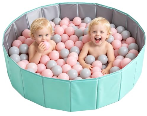 Ball Pit, 100CM Foldable Baby Ball Pit, Kids BallPit, Portable Ocean Ball Pits, Playhouse Playpen Ocean Ball Pool for Baby Toddler Boys Girls Dogs Pets Indoor Outdoo, Blue