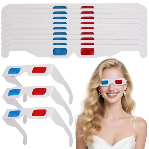 Occhiali Anaglifi 3d Usa e Getta 100 Pezzi in Carta Bianca | Set Portatile Leggero, Esperienza Visiva Spettacolare per Film e Video, Soluzione Economica