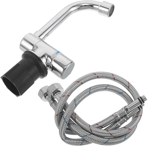 VILLCASE Robinet Cuisine pour Camping-car, Robinet Mélangeur Eau Chaude et Froide, Argenté, Cuivre et Plastique, Rotation 360°, pour Évier de Caravane et Camping-car, Couleur Aléatoire