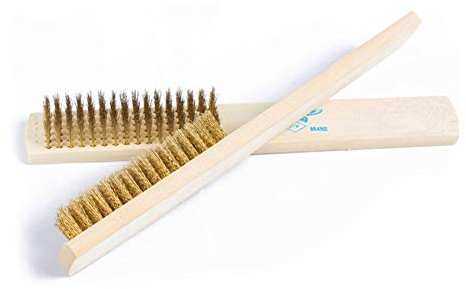 2 cepillos de alambre de latón, mango de madera, cerdas de latón suave, cepillo de metal para limpiar el óxido.