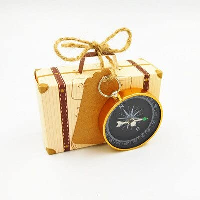 20/50/100 Stück Hochzeitssouvenirs Süßigkeitenbox + Kompass + Anhänger für Kompass Reisethemen-Party Zubehör Hochzeitsgeschenke für Gäste (Kompass, 100 Stück)