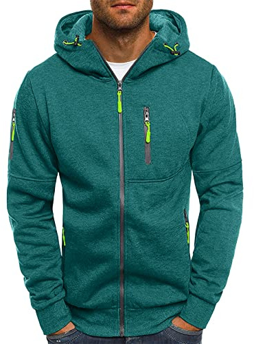 VANVENE Felpa da uomo con cappuccio e zip in pile (16 colori)