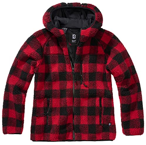 Brandit Women Teddyfleece Jacket Hooded, Farbe: red/black, Größe: L