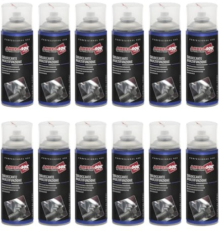 12 Bombolette di Sbloccante Spray da 400ml a Grande Potere sbloccante e Protettivo rimuovi ruggine e ossidazioni allenta collegamenti bloccati (Viti, Dadi, Cerniere), elimina cigolii