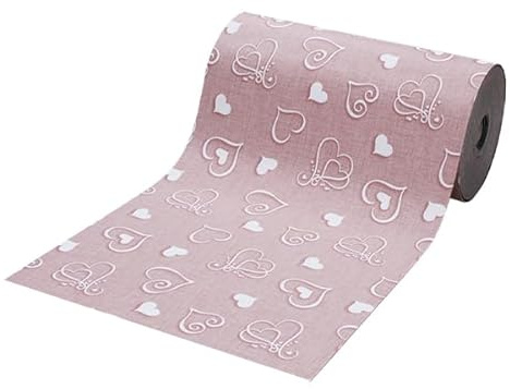 SaRani Tappeto Guida Passatoia Corsia Runner da Cucina Gomma Antiscivolo Fantasia Cuore Bianco (Rosa, 150x50 cm)