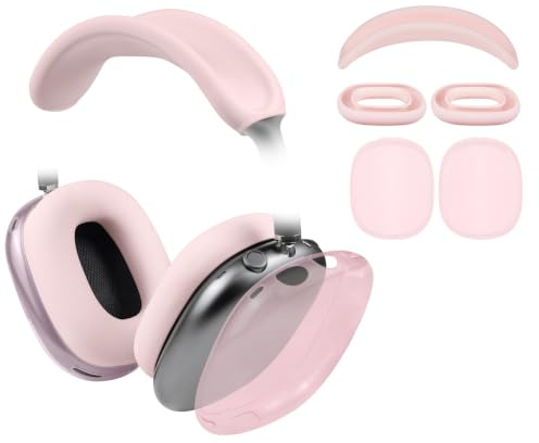 SOULWIT Schutzhüllen Set für (AirPods Max 2/1) – Rosa | Schweißresistentes Set (kopfbandband-Hülle + TPU-Schutzhülle + Silikon-Ohrpolster) für Training im Fitnessstudio, Leicht zu