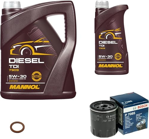 Inspektionspaket 6L MANNOL 5W-30 für CX-5 6 Kombi CX-3 Stufenheck 2 | Motoröl MANNOL Diesel TDI 5W-30 Ölfilter Dichtring