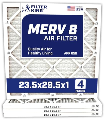 Filter King 23,5 x 29,5 x 1 luftfilter | 4-pack | MERV 8 HVAC veckad AC ugnsfilter