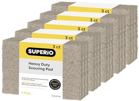 Natural Scouring Pad Non-Scratch Sisal Plant Based Scrubber Cleaning Scrub Pads, Eco-Friendly Reusable Kitchen Scrubbing Pad Pack of 15, by Superio