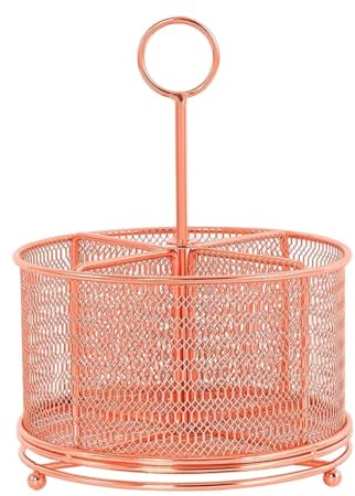 Stifthalter for den Schreibtisch, Stifthalter, Schreibtisch-Stift-Organizer, um 360° drehbar, mit 4 Fächern for Schule, Klassenzimmer, Büro, 23 x 17 cm B (Color : Rose Gold)