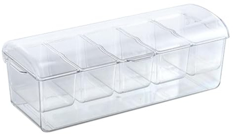 Plateau à condiments avec couvercle,Plateau à condiments glacés,Récipient à condiments glacés - Plateau de service à condiments avec 5 compartiments, plateau de service transparent pour fêtes et