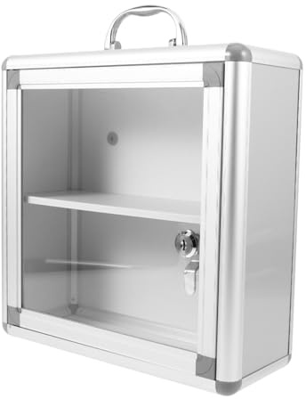 Hoement Botiquín De Pared Compacto, Caja De Múltiples Compartimentos, Metal y Acrílico, Resistente y Seguro, Almacenamiento Médico Comunitario para Uso Público y Doméstico