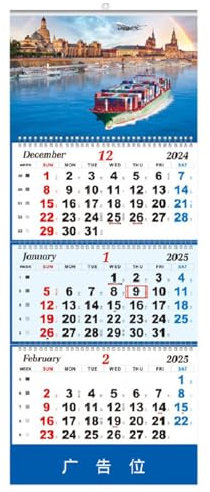 Väggkalender vertikal, frakt 3-månad displaykalender, 30,71 x 13,78 tum, 2024 år planerare, ormens år 12-månad nyhet för sovrum, studio, arbetsplats