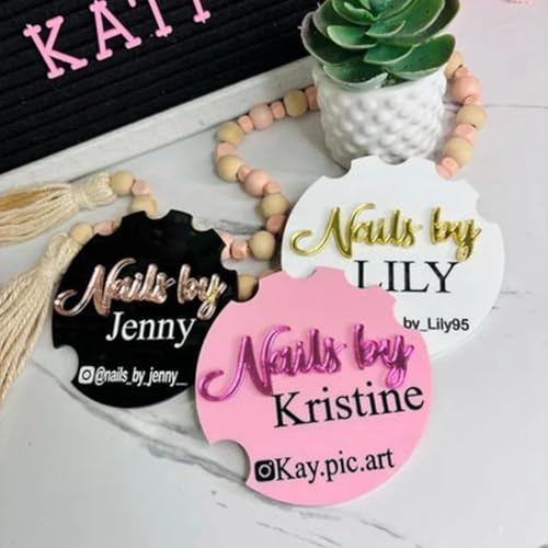 Accessoire D'ongles En Acrylique Personnalisé, Accessoire Photo D'art D'ongle Avec Logo Personnalisé, Accessoire D'onglerie For Cils Et Sourcils, Miroirs For Réseaux Sociaux(White)
