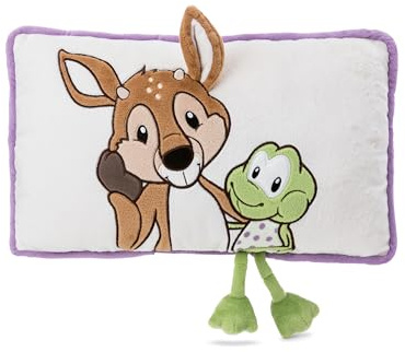 NICI Kissen Rehbock René Roebuck & Frosch Fridolin Frog 43x25cm - weiß - Flauschiges Kuscheltierkissen für Kinder und Erwachsene, Plüschkissen ideal für Zuhause, Kindergarten oder unterwegs | 62282