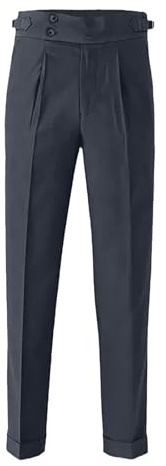 Generisch 2025 Pantalones de traje de negocios de pierna recta de cintura alta con pierna recta pantalones de campo para hombre, gris, 36
