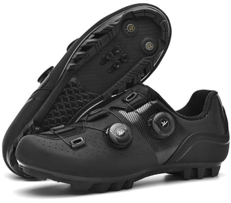 Scarpe da Ciclismo da Uomo E da Donna per Mountain Bike Scarpe da Bike MTB Traspiranti E Antiscivolo Bike Sneaker Unisex per Interni Ed Esterni con Lacci-Black||Numeric_43