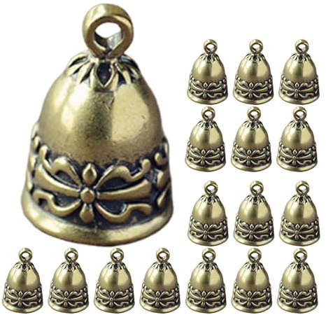 HOLIDYOYO 20 Pezzi Campanellini in Ottone Vintage con Fiocco Mini Campane Artigianali per Decorazioni Natalizie Campanelli per Carillon a Vento e Ornamenti per Finestre Suono Brillante