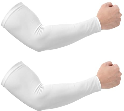 Tyqour 2 Paar Arm Sleeve Kühlung UV-Schutz Armstulpen Upf 50+ Arm Sleeves Sommer Volleyball Armschoner Für Herren Und Damen Weiß Für Frauen Männer Basketball Radsport Golf Radfahren Tattoo Abdeckung