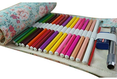 Wady Stifterolle für 72 Buntstifte und Bleistifte, aus Canvas, Stifteetui Roll-up für Künstler, Mehrzwecktasche für Reisen/Schule/Büro/Kunst (Anmerkung: ohne Farbstifte)