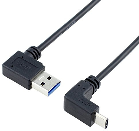 cablecc USB 3.1 USB-C nach oben nach unten abgewinkelt auf 90 Grad links gewinkelter A-Stecker-Datenkabel für Tablet Handy (100 cm)