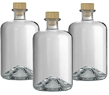 Geniess-Bar! 5 Glasflaschen 700 ml leer zum selbst Befüllen mit Korken Apothekerflasche Essig Öl Flasche