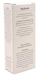 Hyaluron Sonnenpflege Lippen LSF 50+ 7ml Mit pharmazeutischer Hyaluronsäure und hautpflegenden Lipiden.