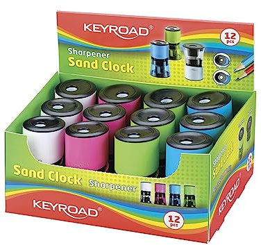 KEYROAD Ergonomischer Doppel-Anspitzer SAND CLOCK / 12 Stück/Klingen aus Stahl/von Bleistiften und Buntstiften/Für Kindergarten Vorschule und Schule/Sharpener Spitzer