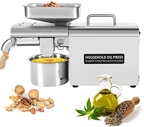 CGOLDENWALL 1000W Ölpresse Maschine Edelstahl Haushalt Automatische Heiß/Kalt Öl Extraktor für Walnüsse Erdnüsse Nüsse Sesam Leinen Sonnenblume Thermostatische Heizung 220V