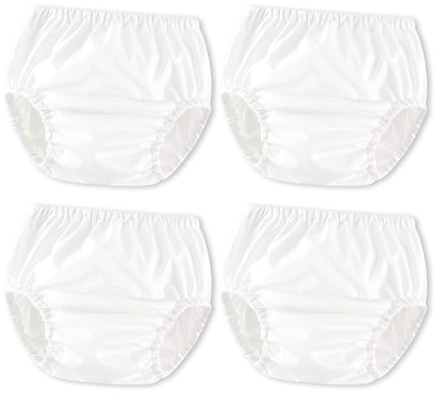 Joyo roy 4Pcs White Diaper Covers for Girls Training Pants Boys Cloth Diaper Cover for Swimming Rubber Training Pants for Toddlers Plastic Underwear for Potty Training Waterproof Rubber Underwear 5T