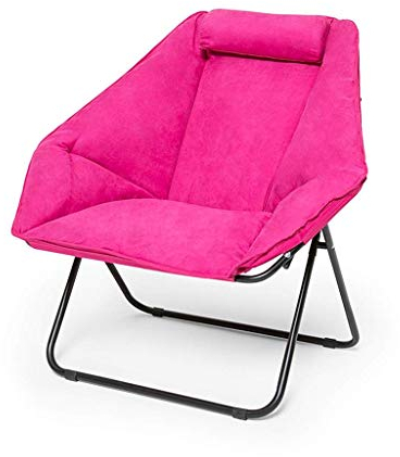 XBSLJ Campingstuhl faltbar Angelstuhl Klappstuhl für Zuhause Großer Loungesessel aus Wildleder für den Außenbereich 60 * 34 * 82 cm (blau/rosarot) (Farbe: Pink)