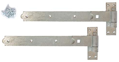 Gate Hinges Hook and Band 24 600mm Cranked Galvanised Heavy Duty - Sold in Pairs