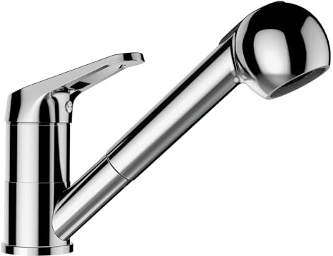 SCHOCK® Küchenarmatur COSMO Chrom I Hochdruck Armatur mit ausziehbarer Schlauchbrause I Spültischarmatur mit Strahl- & Brausefunktion I Flexible Anschlussschläuche 450 mm 179 mm Höhe