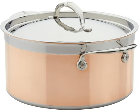 Hestan CopperBond Collection Suppentopf, 100% reiner Kupferkern, ideal zum Einkochen von Suppen, zum Kochen, Getreide und Gemüse, hergestellt in Italien, 6 Quart, Kupfer