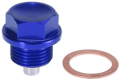 X AUTOHAUX Magnetische Ölablassschraube M18x1.5 Blau 1 Set Für Motoröl | Material: Aluminiumlegierung, Größe: 28x25mm, Mit Dichtring, Einfache Installation, Direkter Ersatz