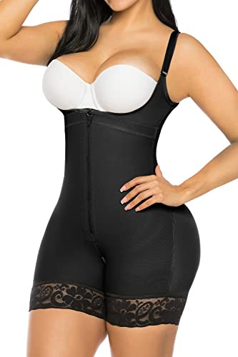 YIANNA Fajas Colombianas Shapewear for Women Tummy Control Postpartum Body Shaper Butt Lifter Post Surgery Compression Garment Bodysuit,YA7212-Black-2XL