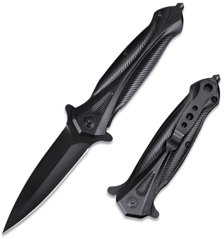 BEEK Schwarzes Klappmesser, Taschenmesser mit Clip, Einhandmesser, Outdoor Messer EDC, Geschenke für Männer, Adventskalender Füllung Männer, Gadgets für Männergeschenke, Weihnachtsgeschenke Mann