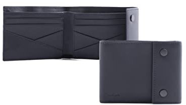 NAVA DESIGN - Portafoglio Uomo in Pelle con Bottoni, Sei CC e Schermatura RFID, Colore Blu - Dimensioni 9 x 12 cm