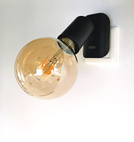 Trango 11-059A LED Steckerleuchte inkl. 1x 4 Watt 2500K Gold warmweiß LED Leuchtmittel in Schwarz matt *ANNA* Wandleuchte, Leselampe, Küchenlampe, Nachtlicht, Wandlampe, Küchenlampe, Steckerlampe