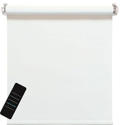 Elektrisches Rollo, weiß, 100% Blickdicht, inkl. Akku-Motor & Sender, 120x160 cm (1 ST)