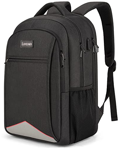 Lumesner Travel Laptop Backpack with USB Charging Port; 15.6 Inch Anti Theft Business Backpack for Men & Women; Water Resistant Computer Rucksack for School/Work/Travel