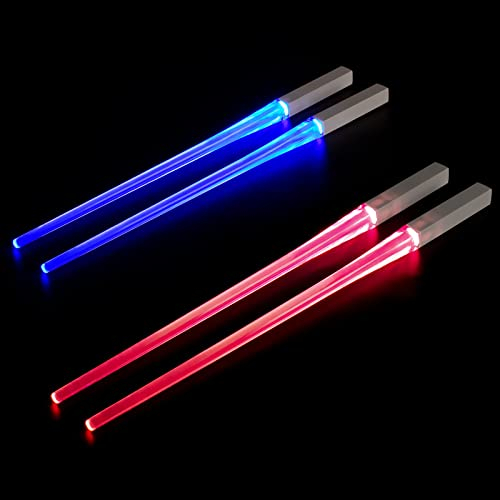 Swetup 2 Paia Bacchette Spade Laser, Bacchette LED Portatili, Bacchette Luminose a LED Senza Bpa e Sicure per Alimenti, Bacchette Luminose per La Cena, Rimovibili, Leggere, Lavabili In Lavastoviglie