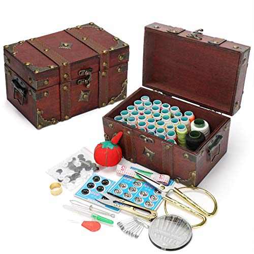 Joyeee Kits de Couture en Bois - Vintage Panier à Coudre Premium avec Variété Accessoires de Couture, Complet Kit de Réparation de Couture pour Ménage Voyage et Utilisation d'urgence#5