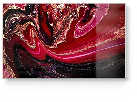 DEQORI Frühstücksbrett Glas | klein 23x14 cm | Motiv Marmor-Lavafluss | Design Schneidebrett für Küche | Frühstücksbrettchen antibakteriell & rutschfest | Glasplatte & Servierplatte