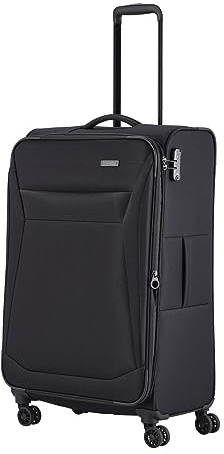travelite 4 hjul mjukt skal resväska storlekar L/M/S, Chios-serien, svart, 78 cm, Väska