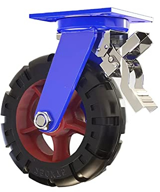 1 × Industrielle Lenkrollen 12 Zoll (300mm) Schwerlast-Rollen 1000kg Gummi Leise Drehbarer Wagen Rollen mit Bremse für Anhänger Werkbank Schwere Ausrüstung Regal Maschinenpark