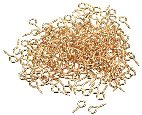 sourcing map 200 Stück Kleine Schraube Augenstifte Haken Mini Ösen Schrauben Gewinde 5.5x12x1.2mm Selbstschneidende Bolzen für Schmuck Herstellung Ergebnisse DIY Handwerk Helle Gold